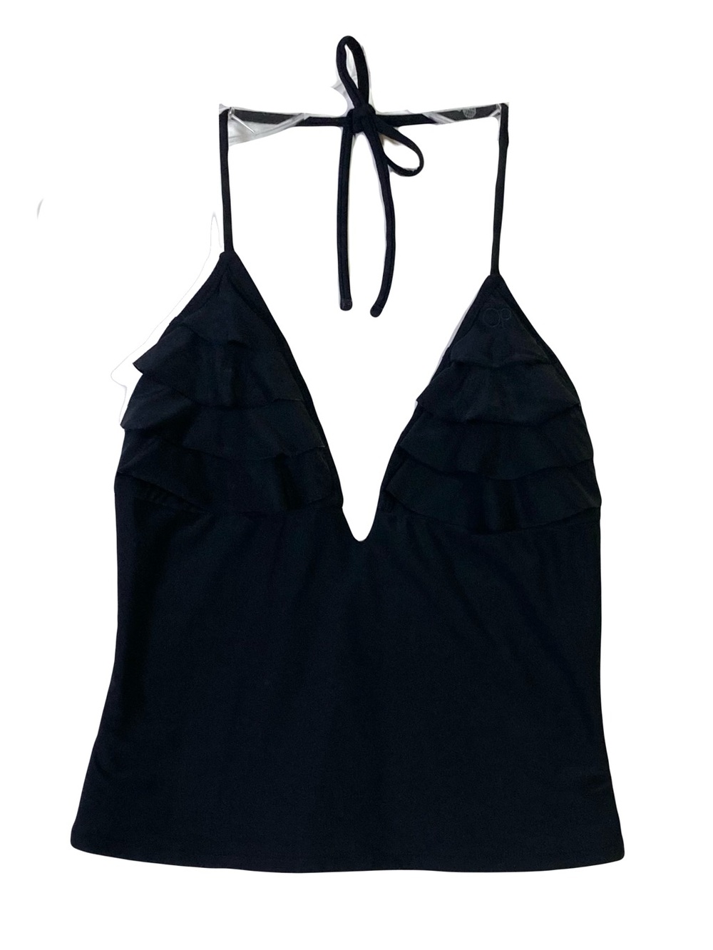 JCPENNYS Top M Black Ruffle Halterneck Sleeveless Padded Bra